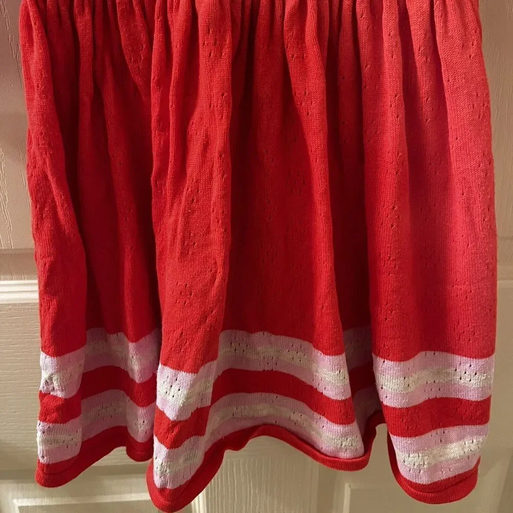 Mini Boden Long Sleeve Sweater Dress Striped Ruffle Neck Cuffs Girls Size 7-8